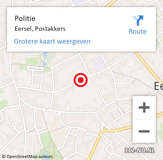 Locatie op kaart van de 112 melding: Politie Eersel, Postakkers op 17 september 2020 08:27