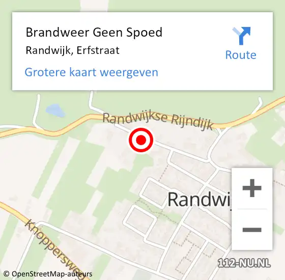 Locatie op kaart van de 112 melding: Brandweer Geen Spoed Naar Randwijk, Erfstraat op 17 september 2020 09:14