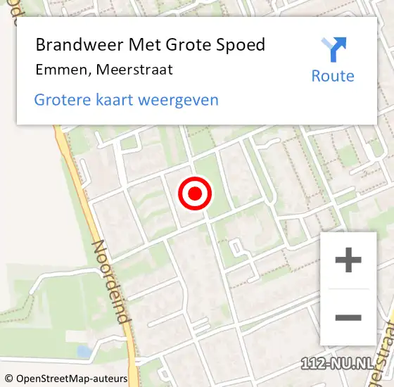 Locatie op kaart van de 112 melding: Brandweer Met Grote Spoed Naar Emmen, Meerstraat op 17 september 2020 09:22