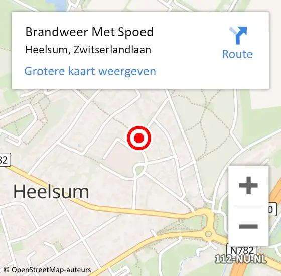 Locatie op kaart van de 112 melding: Brandweer Met Spoed Naar Heelsum, Zwitserlandlaan op 17 september 2020 09:42