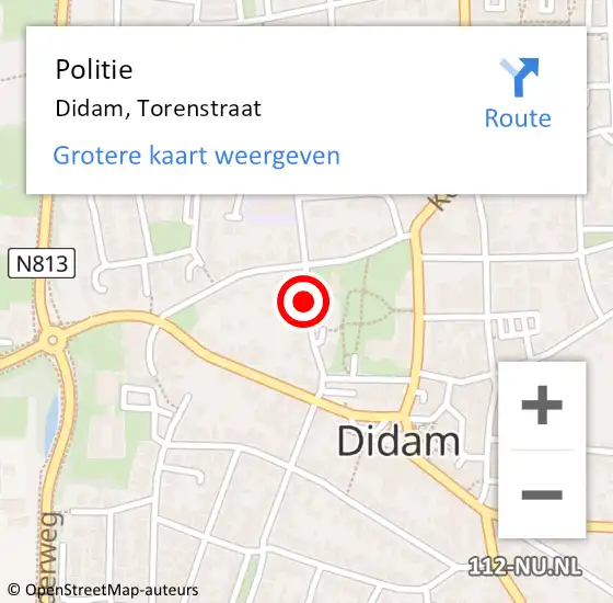 Locatie op kaart van de 112 melding: Politie Didam, Torenstraat op 17 september 2020 11:01