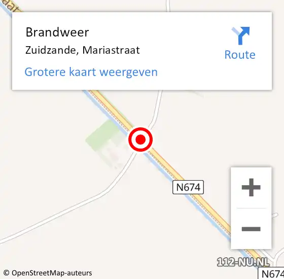 Locatie op kaart van de 112 melding: Brandweer Zuidzande, Mariastraat op 17 september 2020 11:23