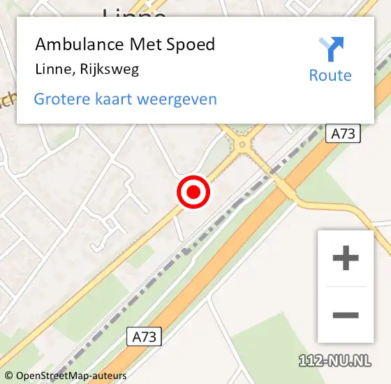 Locatie op kaart van de 112 melding: Ambulance Met Spoed Naar Linne, Rijksweg op 17 september 2020 13:00
