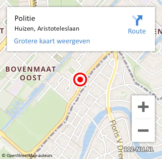 Locatie op kaart van de 112 melding: Politie Huizen, Aristoteleslaan op 17 september 2020 13:11