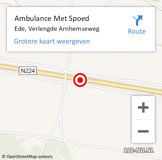 Locatie op kaart van de 112 melding: Ambulance Met Spoed Naar Ede, Verlengde Arnhemseweg op 17 september 2020 13:29