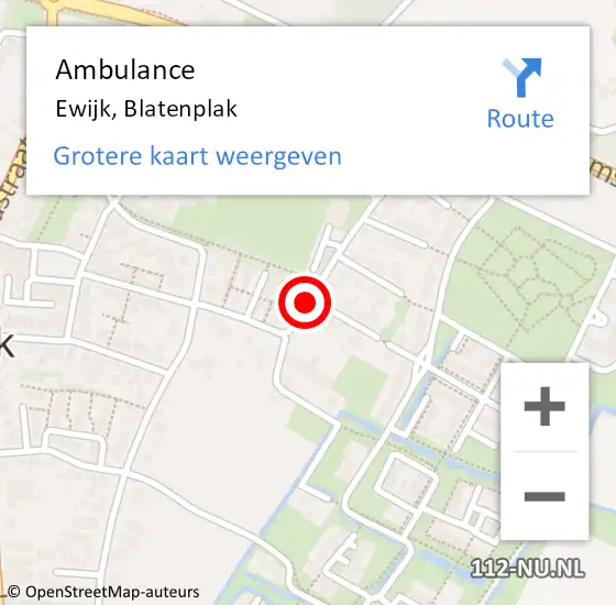 Locatie op kaart van de 112 melding: Ambulance Ewijk, Blatenplak op 17 september 2020 14:18