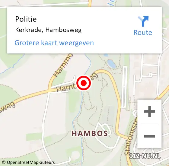 Locatie op kaart van de 112 melding: Politie Kerkrade, Hambosweg op 17 september 2020 15:58
