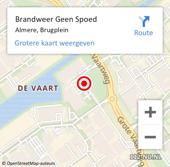 Locatie op kaart van de 112 melding: Brandweer Geen Spoed Naar Almere, Brugplein op 17 september 2020 16:33