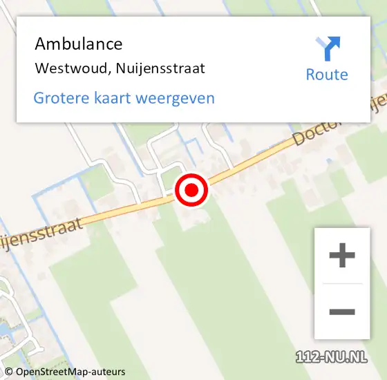 Locatie op kaart van de 112 melding: Ambulance Westwoud, Nuijensstraat op 17 september 2020 17:08