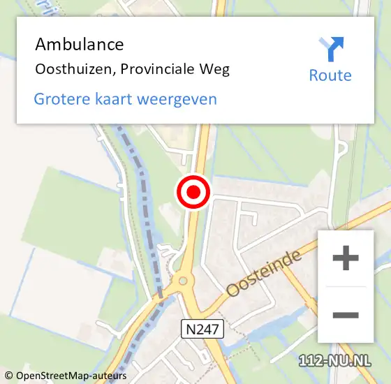 Locatie op kaart van de 112 melding: Ambulance Oosthuizen, Provinciale Weg op 17 september 2020 17:48