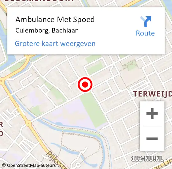 Locatie op kaart van de 112 melding: Ambulance Met Spoed Naar Culemborg, Bachlaan op 17 september 2020 18:05