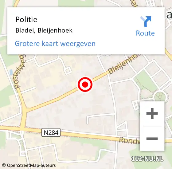Locatie op kaart van de 112 melding: Politie Bladel, Bleijenhoek op 17 september 2020 19:53