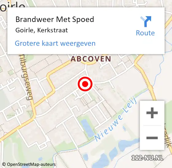 Locatie op kaart van de 112 melding: Brandweer Met Spoed Naar Goirle, Kerkstraat op 17 september 2020 21:08