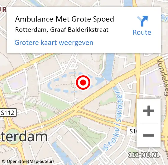 Locatie op kaart van de 112 melding: Ambulance Met Grote Spoed Naar Rotterdam, Graaf Balderikstraat op 17 september 2020 21:28
