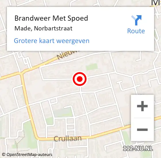 Locatie op kaart van de 112 melding: Brandweer Met Spoed Naar Made, Norbartstraat op 17 september 2020 21:49