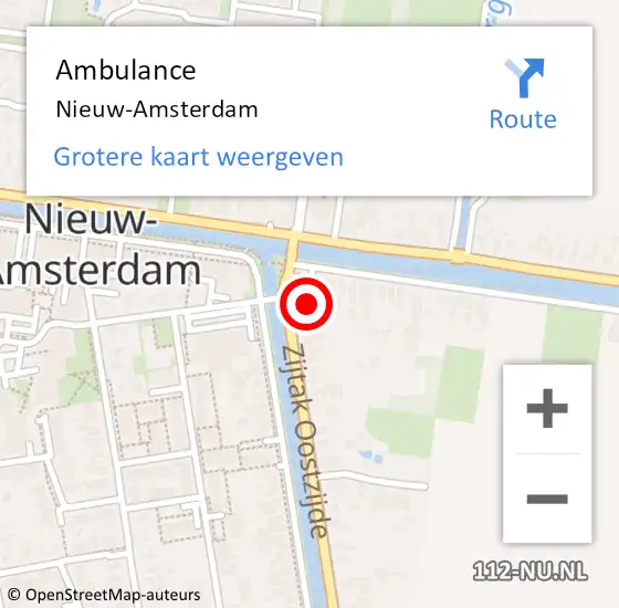 Locatie op kaart van de 112 melding: Ambulance Nieuw-Amsterdam op 19 mei 2014 11:41