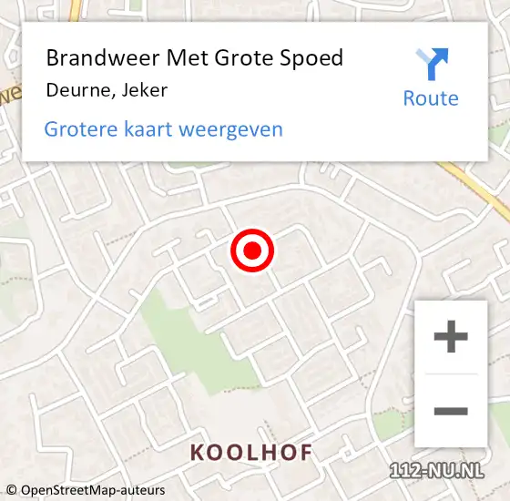 Locatie op kaart van de 112 melding: Brandweer Met Grote Spoed Naar Deurne, Jeker op 17 september 2020 22:45