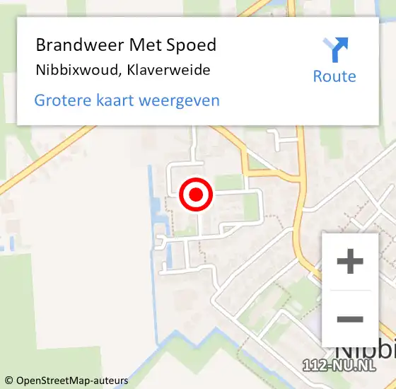 Locatie op kaart van de 112 melding: Brandweer Met Spoed Naar Nibbixwoud, Klaverweide op 17 september 2020 23:50