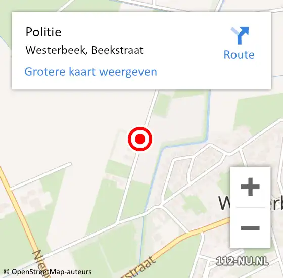 Locatie op kaart van de 112 melding: Politie Westerbeek, Beekstraat op 18 september 2020 07:05