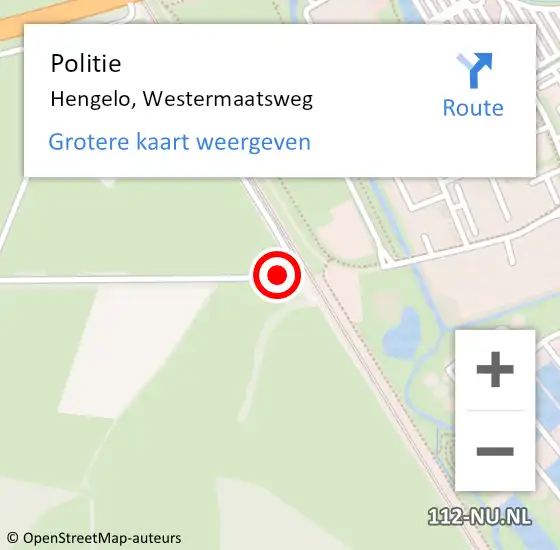 Locatie op kaart van de 112 melding: Politie Hengelo, Westermaatsweg op 18 september 2020 07:45