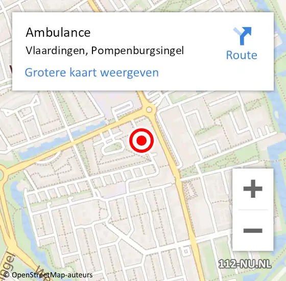 Locatie op kaart van de 112 melding: Ambulance Vlaardingen, Pompenburgsingel op 18 september 2020 08:14