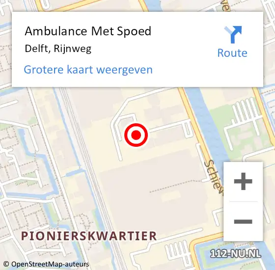 Locatie op kaart van de 112 melding: Ambulance Met Spoed Naar Delft, Rijnweg op 18 september 2020 09:01