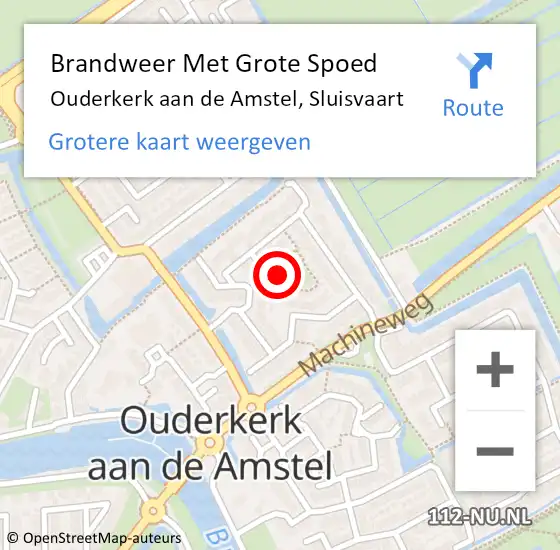 Locatie op kaart van de 112 melding: Brandweer Met Grote Spoed Naar Ouderkerk aan de Amstel, Sluisvaart op 18 september 2020 09:11
