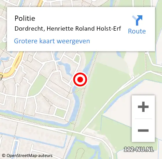 Locatie op kaart van de 112 melding: Politie Dordrecht, Henriette Roland Holst-Erf op 18 september 2020 10:09