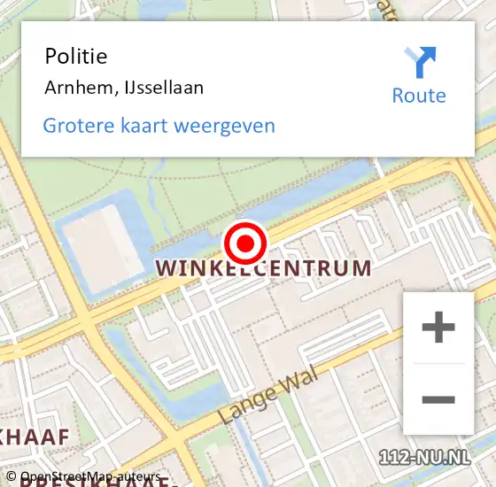 Locatie op kaart van de 112 melding: Politie Arnhem, IJssellaan op 18 september 2020 11:19