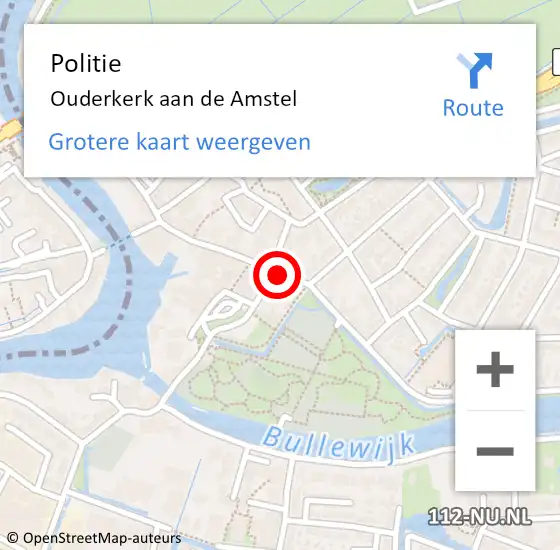 Locatie op kaart van de 112 melding: Politie Ouderkerk aan de Amstel op 18 september 2020 11:20