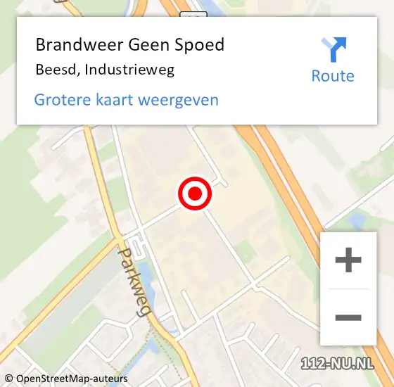 Locatie op kaart van de 112 melding: Brandweer Geen Spoed Naar Beesd, Industrieweg op 18 september 2020 11:42