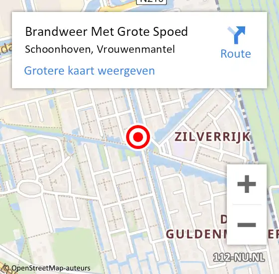 Locatie op kaart van de 112 melding: Brandweer Met Grote Spoed Naar Schoonhoven, Vrouwenmantel op 18 september 2020 12:07