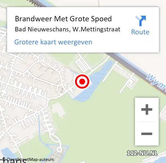 Locatie op kaart van de 112 melding: Brandweer Met Grote Spoed Naar Bad Nieuweschans, W.Mettingstraat op 19 mei 2014 12:28