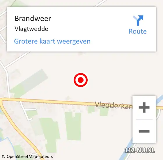 Locatie op kaart van de 112 melding: Brandweer Vlagtwedde op 18 september 2020 13:25