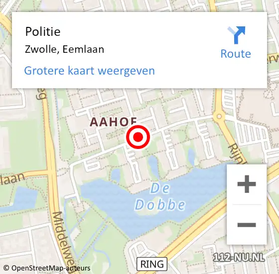 Locatie op kaart van de 112 melding: Politie Zwolle, Eemlaan op 18 september 2020 14:04