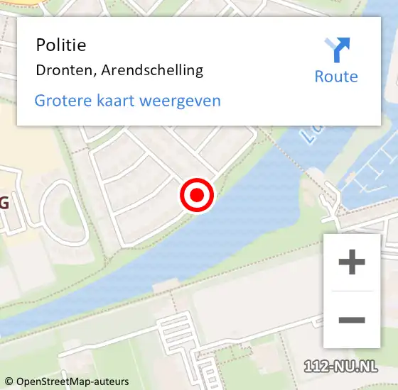 Locatie op kaart van de 112 melding: Politie Dronten, Arendschelling op 18 september 2020 14:13