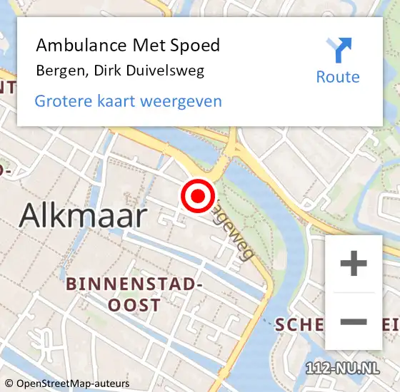 Locatie op kaart van de 112 melding: Ambulance Met Spoed Naar Bergen, Dirk Duivelsweg op 18 september 2020 14:14