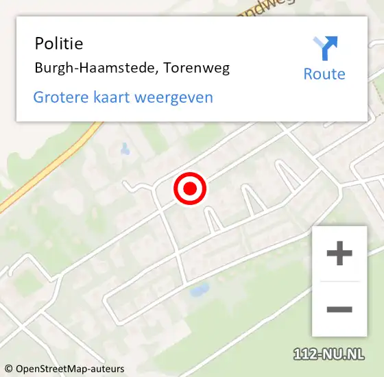 Locatie op kaart van de 112 melding: Politie Burgh-Haamstede, Torenweg op 18 september 2020 15:12