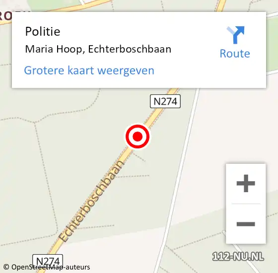 Locatie op kaart van de 112 melding: Politie Maria Hoop, Echterboschbaan op 18 september 2020 15:49