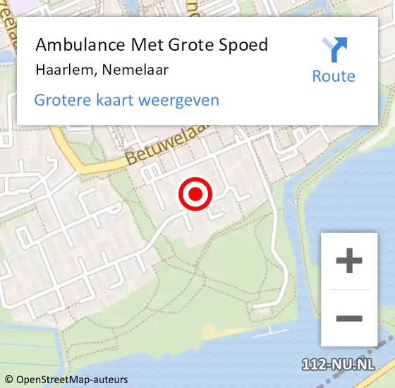 Locatie op kaart van de 112 melding: Ambulance Met Grote Spoed Naar Haarlem, Nemelaar op 18 september 2020 15:49