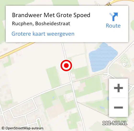 Locatie op kaart van de 112 melding: Brandweer Met Grote Spoed Naar Rucphen, Bosheidestraat op 18 september 2020 16:25