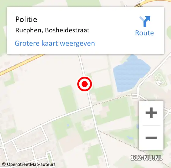 Locatie op kaart van de 112 melding: Politie Rucphen, Bosheidestraat op 18 september 2020 16:25