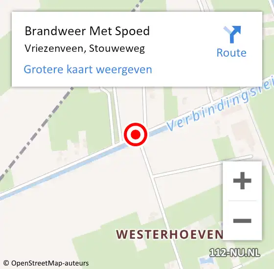 Locatie op kaart van de 112 melding: Brandweer Met Spoed Naar Vriezenveen, Stouweweg op 18 september 2020 16:48