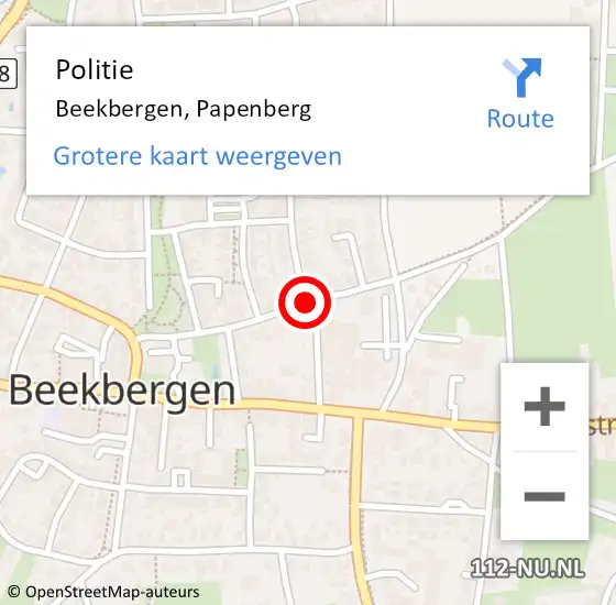 Locatie op kaart van de 112 melding: Politie Beekbergen, Papenberg op 18 september 2020 17:25