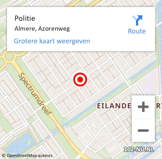 Locatie op kaart van de 112 melding: Politie Almere, Azorenweg op 18 september 2020 17:41