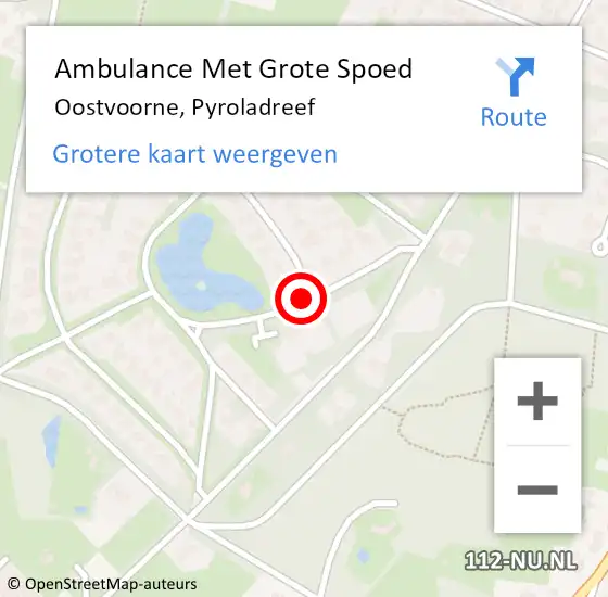 Locatie op kaart van de 112 melding: Ambulance Met Grote Spoed Naar Oostvoorne, Pyroladreef op 18 september 2020 17:46