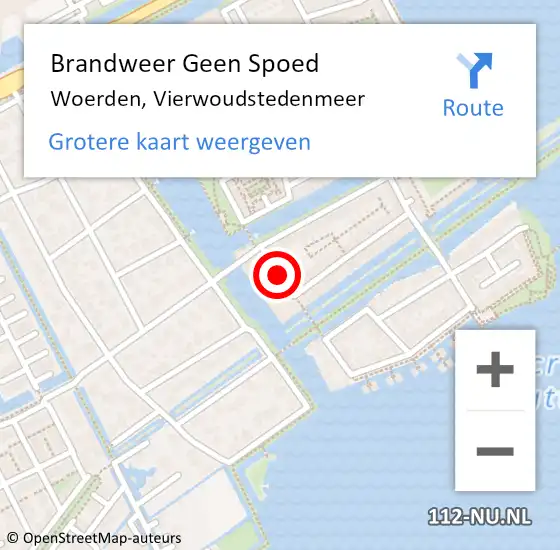 Locatie op kaart van de 112 melding: Brandweer Geen Spoed Naar Woerden, Vierwoudstedenmeer op 18 september 2020 17:50