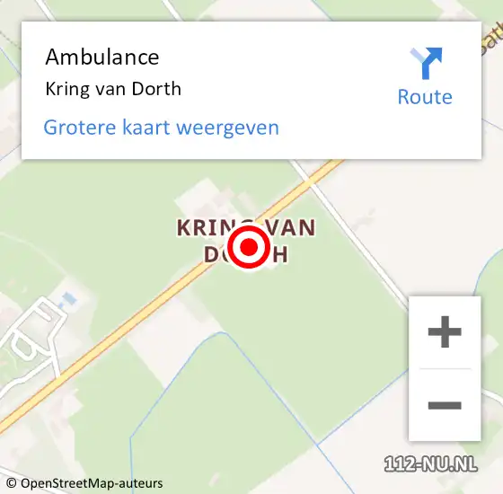 Locatie op kaart van de 112 melding: Ambulance Kring van Dorth op 18 september 2020 18:01