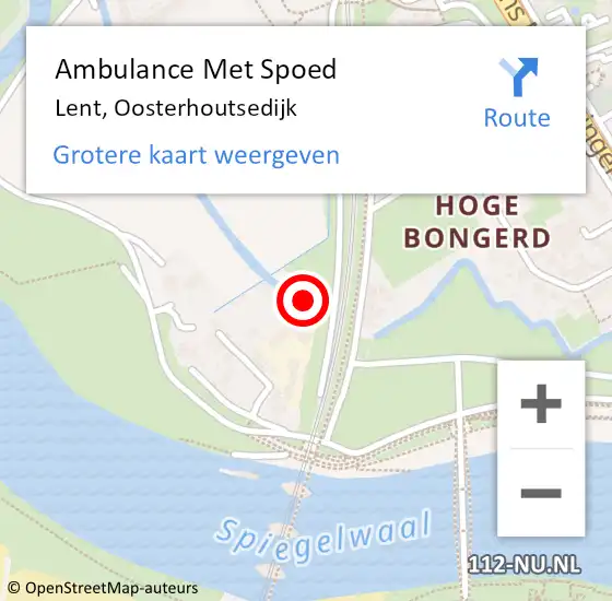 Locatie op kaart van de 112 melding: Ambulance Met Spoed Naar Lent, Oosterhoutsedijk op 18 september 2020 18:02