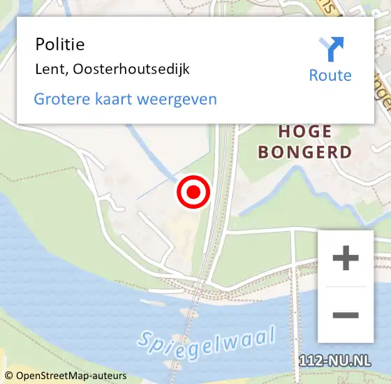 Locatie op kaart van de 112 melding: Politie Lent, Oosterhoutsedijk op 18 september 2020 18:05